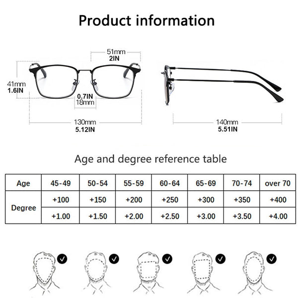 Men's Progressive Bifocal Multifocal Reading Glasses - CML30031