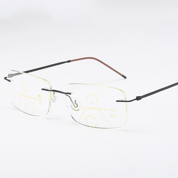 Frameless Ultra-Light Multifocal Progressive Square Anti-Blue Light Reading Glasses