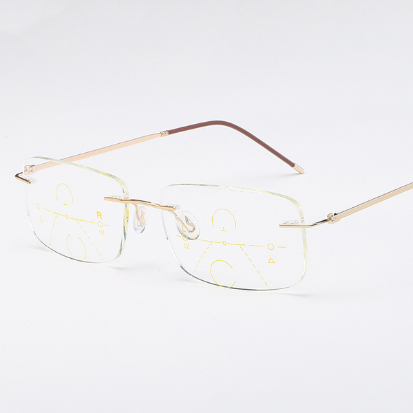 Frameless Ultra-Light Multifocal Progressive Square Anti-Blue Light Reading Glasses