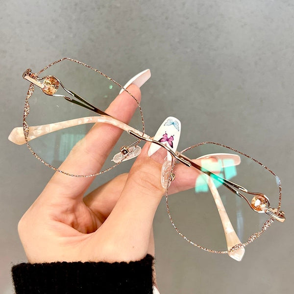 Women's Diamond Rimless Anti-Blue Light Presbyopia Glasses