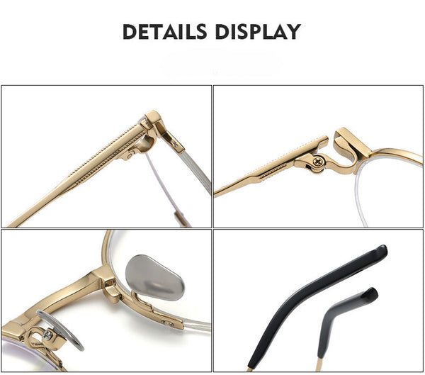 Titanium Semi-Rimless Oval Glasses Frames S-185T