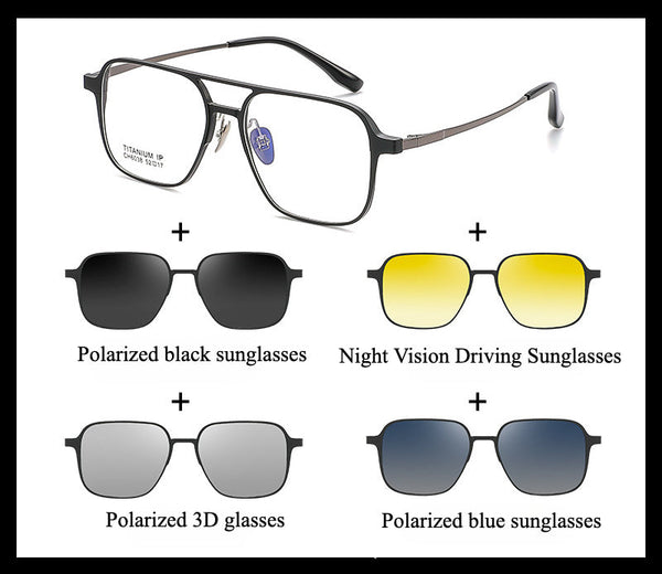 4-in-1 Magnetic Aluminum Magnesium Titanium Sunglasses