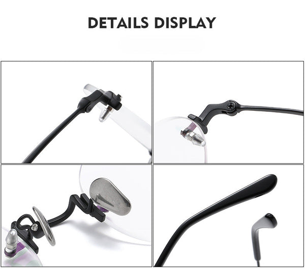 Titanium Semi-Rimless Round Glasses Frames KMN272