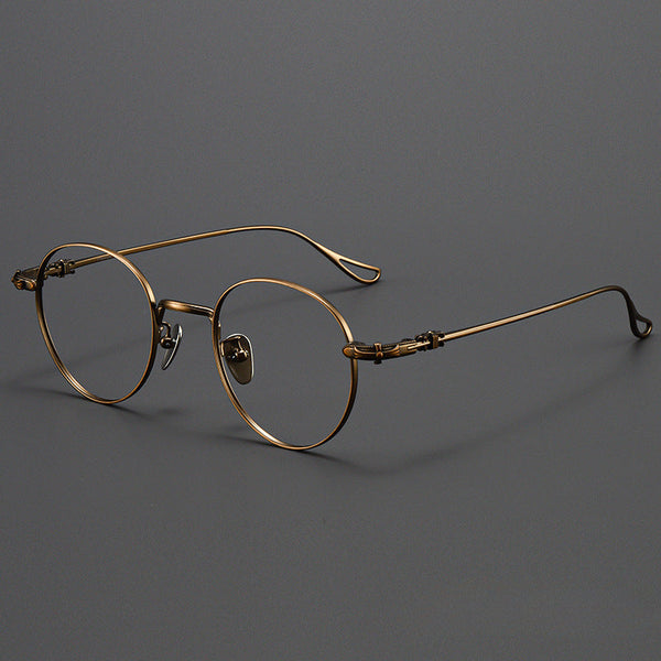 Titanium Vintage Round Eyeglasses FramesBK-GP401