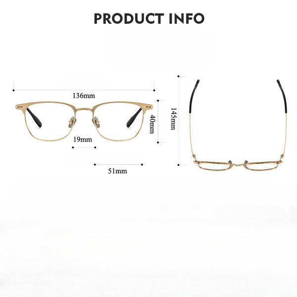 Retro Titanium Square Glasses Frame 70814