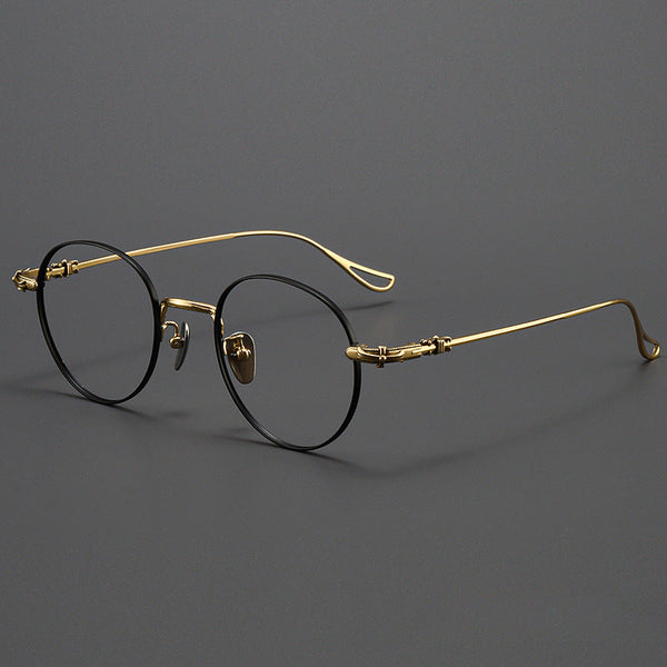 Titanium Vintage Round Eyeglasses FramesBK-GP401