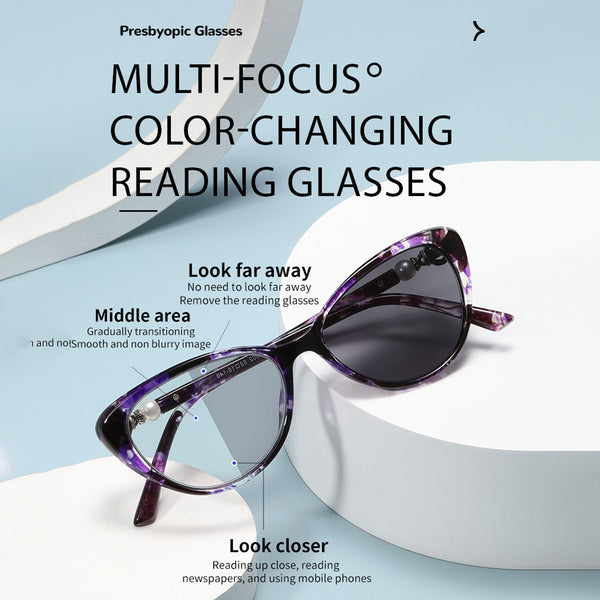 Women’s Ultralight Cat-Eye Photochromic Progressive Reading Glasses - KX002-1