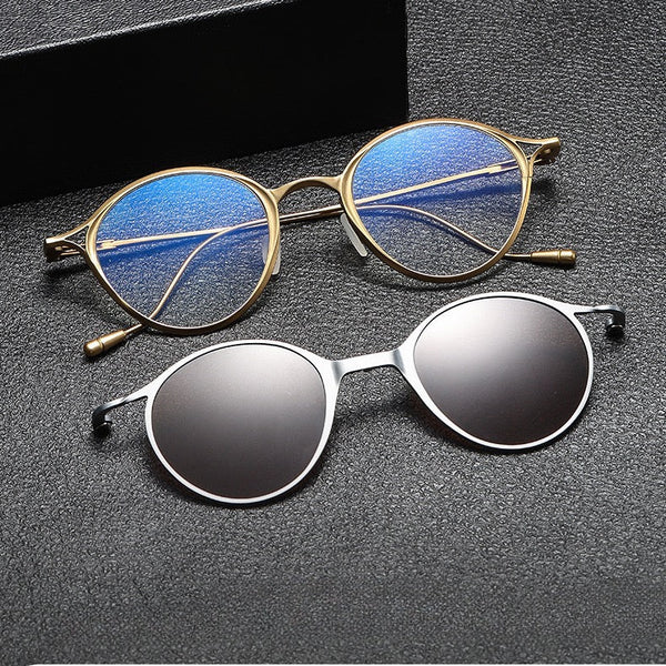 Seh Titanium Vintage Eyeglasses Frame With Sunglasses Clips