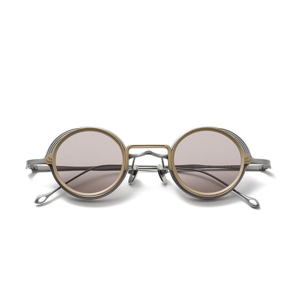 Amill Round Titanium Glasses Frame With Magnetic Sunglasses Clips