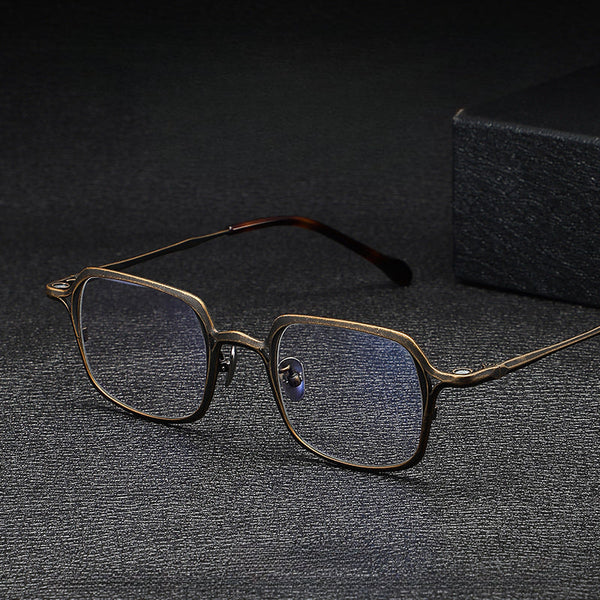 Chez Square Titanium Glasses Frame With Magnetic Sunglasses Clips