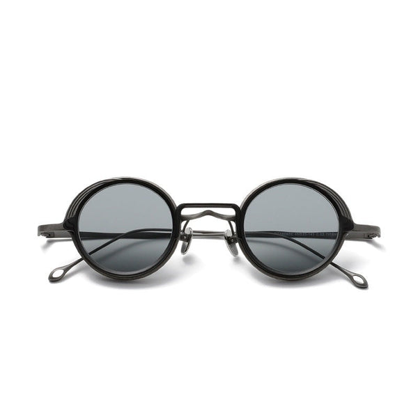 Amill Round Titanium Glasses Frame With Magnetic Sunglasses Clips