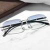 Fashion Diamond Cut Rimless Blue Light Reading Glasses