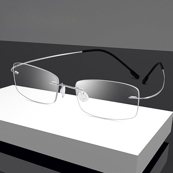 Ultra-Light Titanium Rectangle Rimless Glasses - CMT861