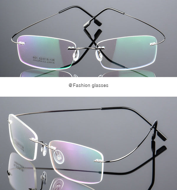 Ultra-Light Titanium Rectangle Rimless Glasses - CMT861