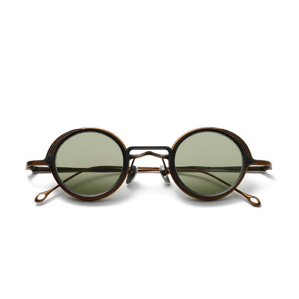 Amill Round Titanium Glasses Frame With Magnetic Sunglasses Clips
