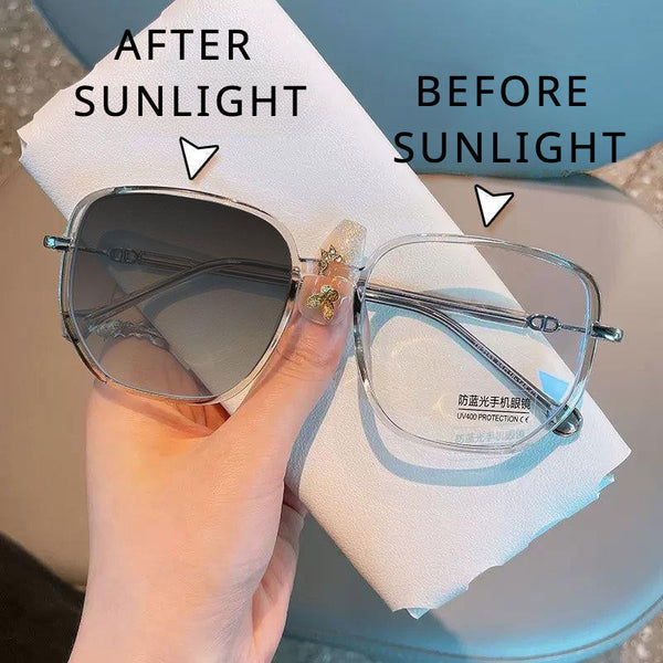 Women's Diamond Photochromism Anti-Blue Light Presbyopia Glasses