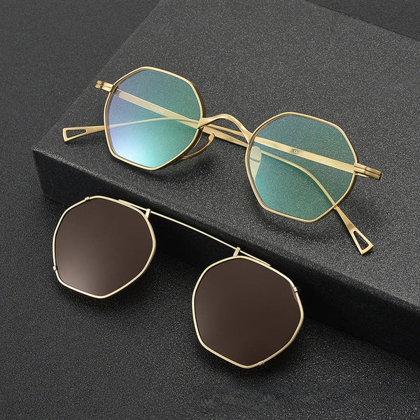 Abali Titanium Vintage Eyeglasses Frame With Sunglasses Clips