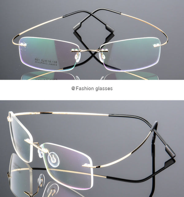 Ultra-Light Titanium Rectangle Rimless Glasses - CMT861