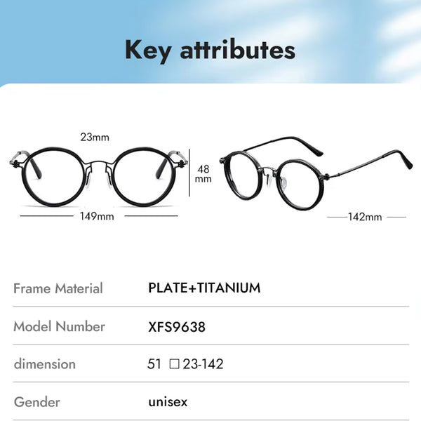 Retro Round Round Pure Titanium Eyeglass Frame