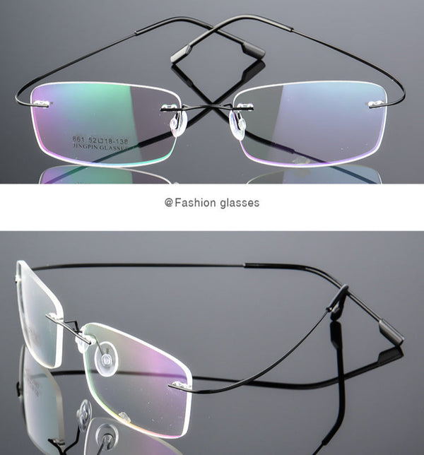 Ultra-Light Titanium Rectangle Rimless Glasses - CMT861