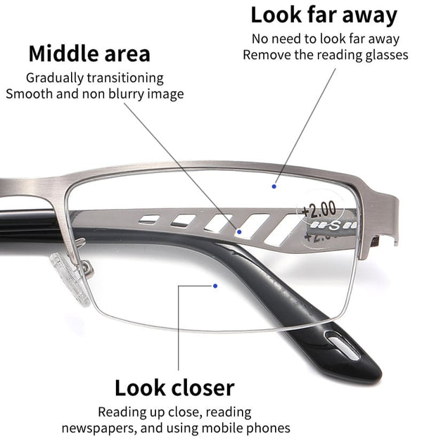 Ultra-Light Multifocal Photochromic Progressive Anti-Blue Light Reading Glasses 2S03