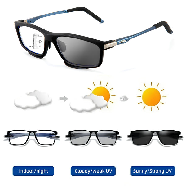 Ultra-Light Multifocal Photochromic Progressive Anti-Blue Light Reading Glasses 6073
