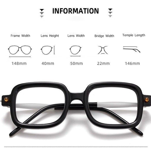 Wellington Vintage Retro Rectangle Acetate Optical Glasses Hyperopia Anti-Blue Light Reading Glasses