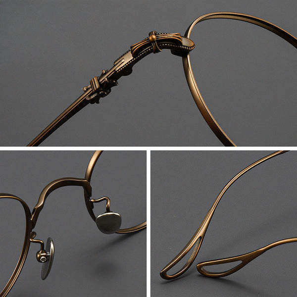 Titanium Vintage Round Eyeglasses FramesBK-GP401