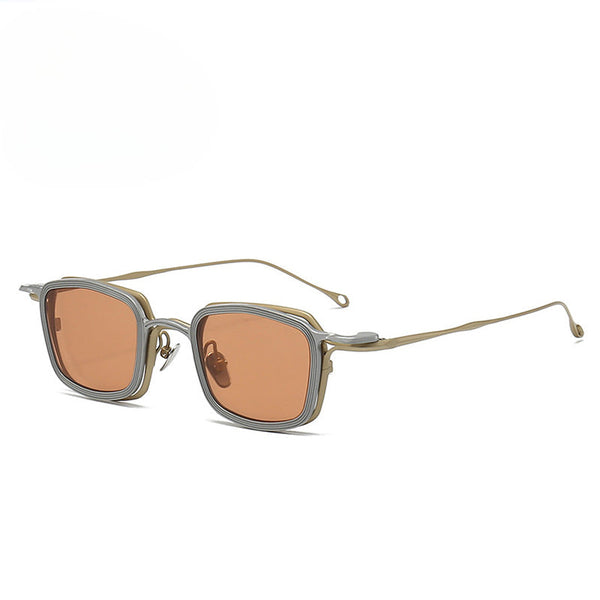 Ewa Square Titanium Glasses Frame With Magnetic Sunglasses Clips