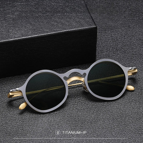 Von Round Titanium Glasses Frame With Magnetic Sunglasses Clips