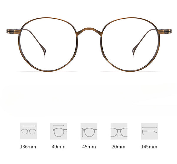 Titanium Vintage Round Eyeglasses Frames ST10519