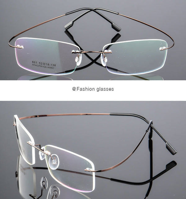 Ultra-Light Titanium Rectangle Rimless Glasses - CMT861