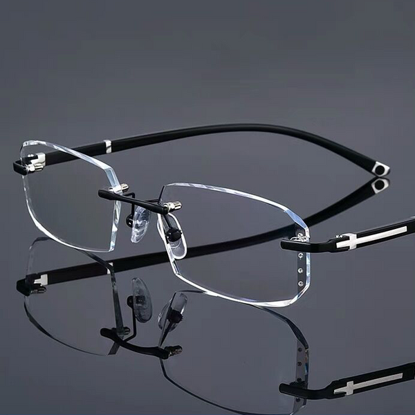 Fashion Diamond Cut Rimless Blue Light Reading Glasses