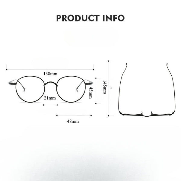 Titanium Vintage Oval Glasses Frame 10518