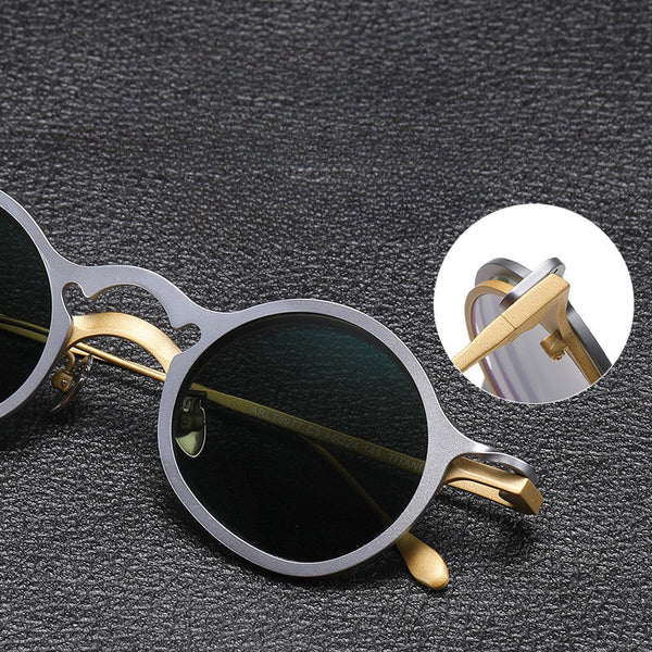 Von Round Titanium Glasses Frame With Magnetic Sunglasses Clips