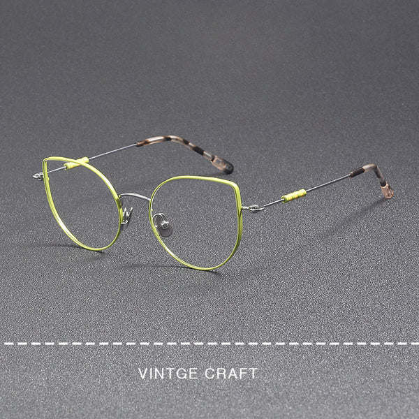 Jessy Fashion Women's Ultra Light Titanium Cat Eye Glasses Frame