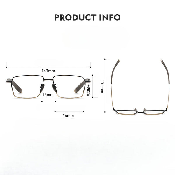Retro Titanium Square Glasses Frame 07519