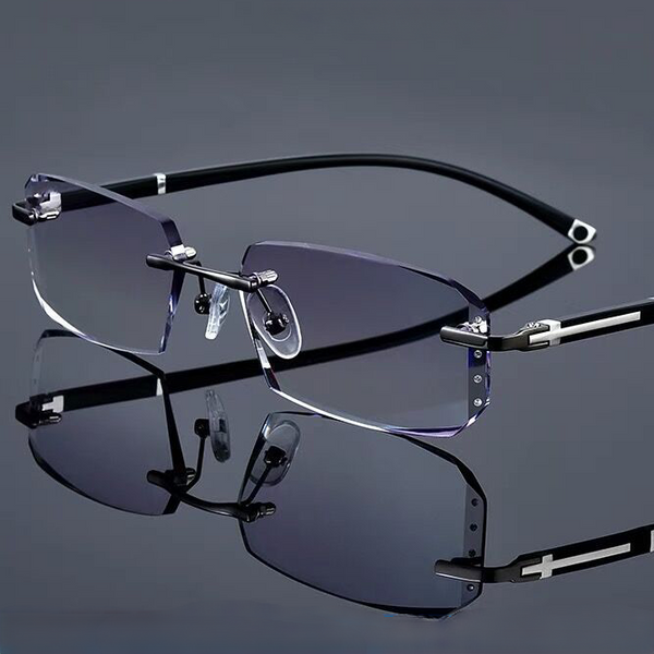 Fashion Diamond Cut Rimless Blue Light Reading Glasses