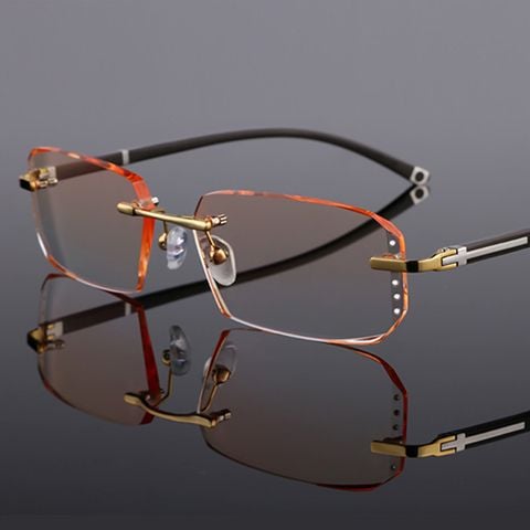 Fashion Diamond Cut Rimless Blue Light Reading Glasses
