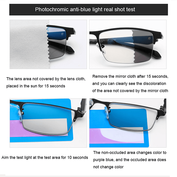 Ultra-Light Multifocal Photochromic Progressive Anti-Blue Light Reading Glasses 6073