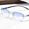 Fashion Diamond Cut Rimless Blue Light Reading Glasses