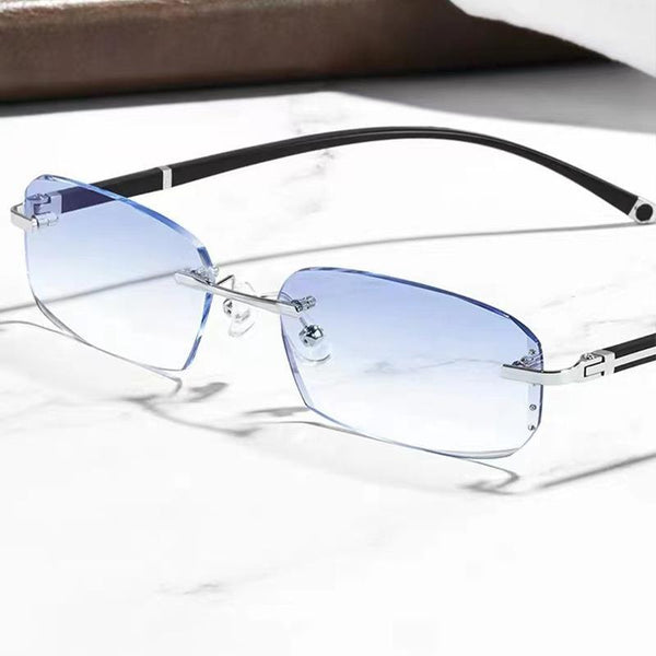 Fashion Diamond Cut Rimless Blue Light Reading Glasses