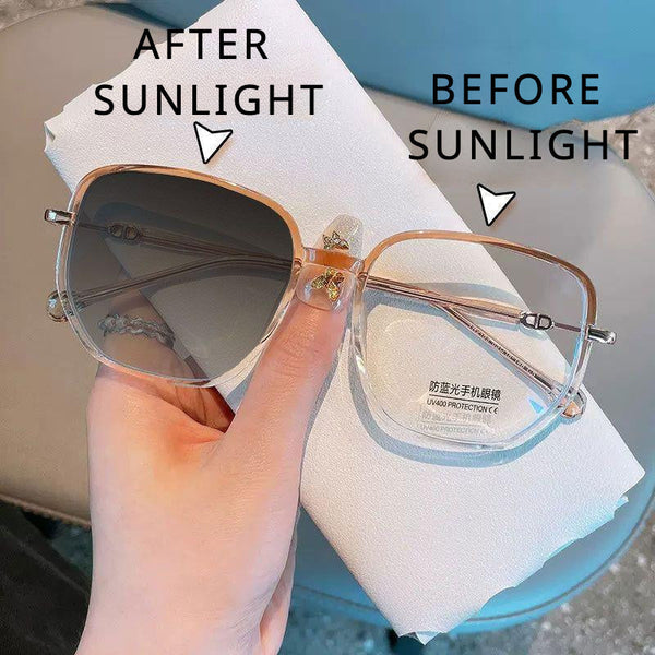 Women's Diamond Photochromism Anti-Blue Light Presbyopia Glasses