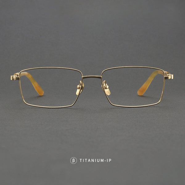 【Natural Horn Series】Fessler Vintage Titanium Rectangle Glasses Frame