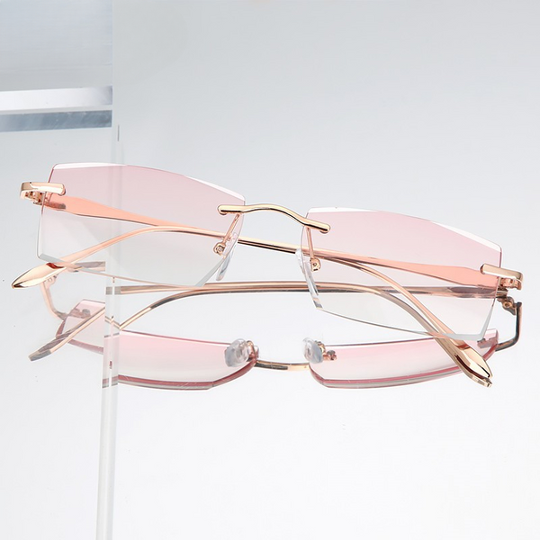Diamond Cut Rimless Anti-Blue Light Anti-Fatigue Reading Glasses - CML2494
