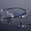 Fashion Diamond Cut Rimless Blue Light Reading Glasses