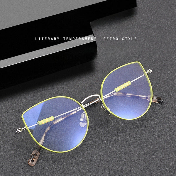 Jessy Fashion Women's Ultra Light Titanium Cat Eye Glasses Frame