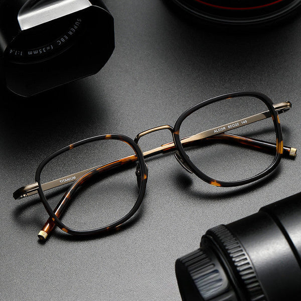 Retro Titanium Square Glasses Frame ALCOR