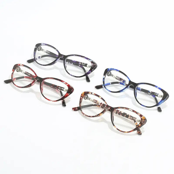 Women's Ladies Fashionable Cat Eye Zoom Hd Anti-Blue Light Reading Glasses