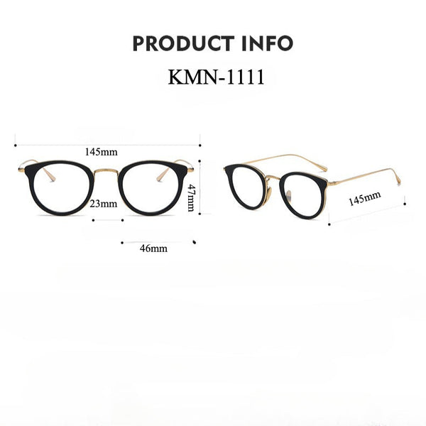 Titanium Vintage Round Eyeglasses Frames KMN1110 KMN1111